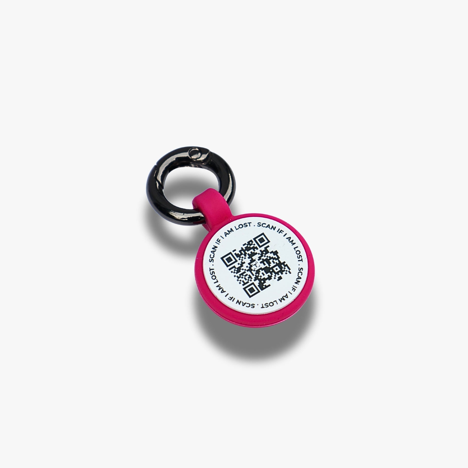 Small QR Code Cat Tag - Pink - Tagged Pets. Silicone QR Code tag, durable and waterproof.